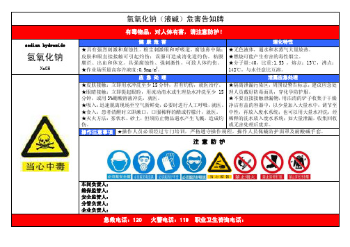 氢氧化钠（液碱）危害告知牌