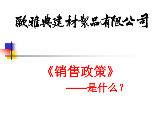 《销售政策》是什么？