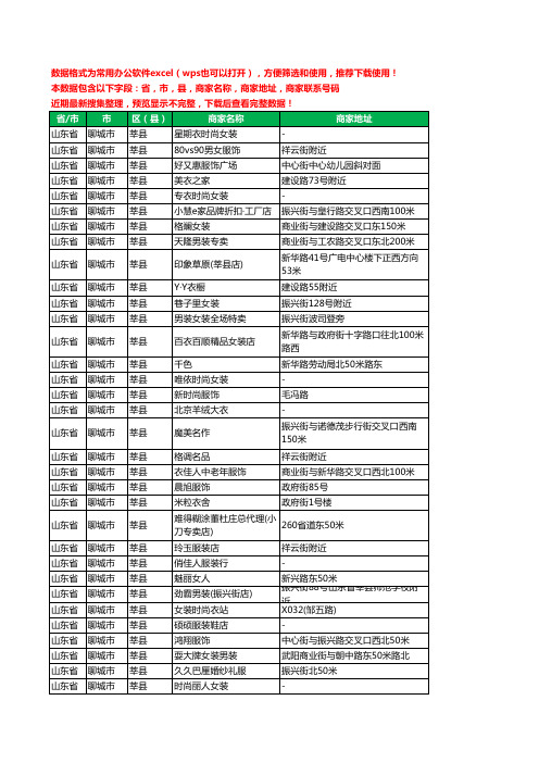 2020新版山东省聊城市莘县服装工商企业公司商家名录名单黄页联系电话号码地址大全489家