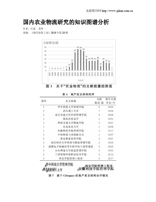 国内农业物流研究的知识图谱分析