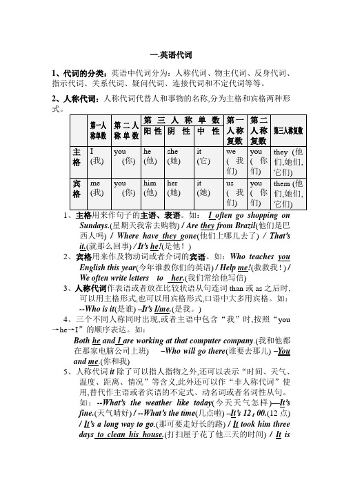 英语代词分类