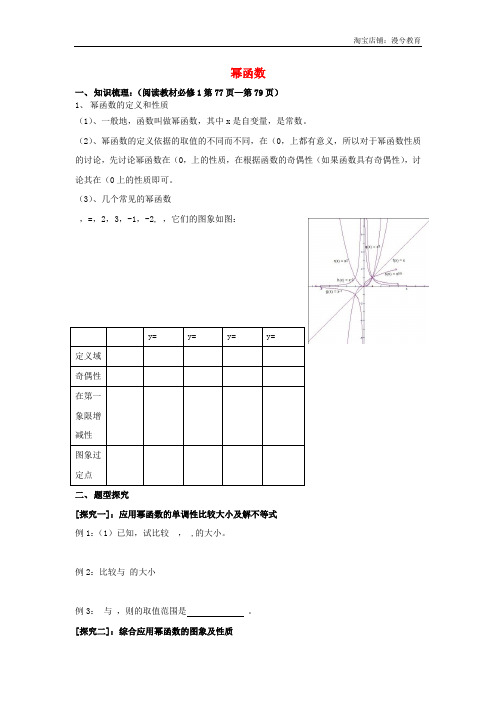 高三数学第一轮复习 幂函数教案 文