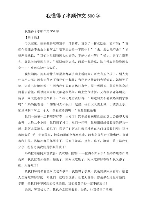 我懂得了孝顺作文500字