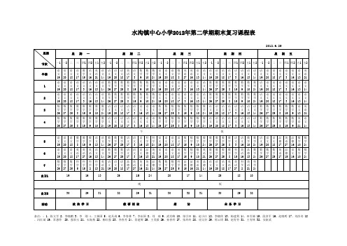 中心小学2012年复习课程表(1)