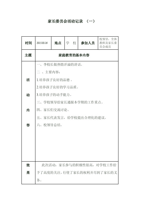 家长委员会活动记录