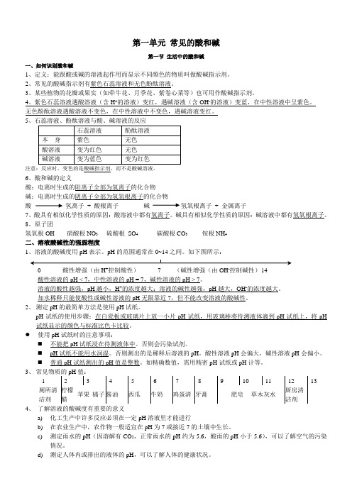 鲁教版九年级化学知识梳理第一单元