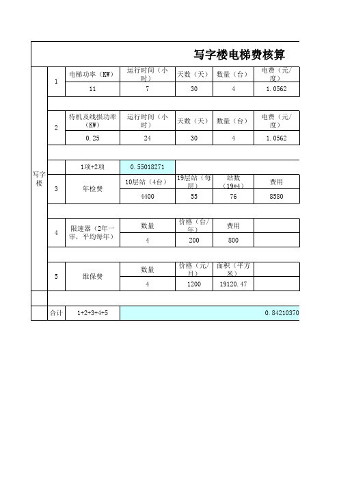 物业电梯费核算(写字楼)