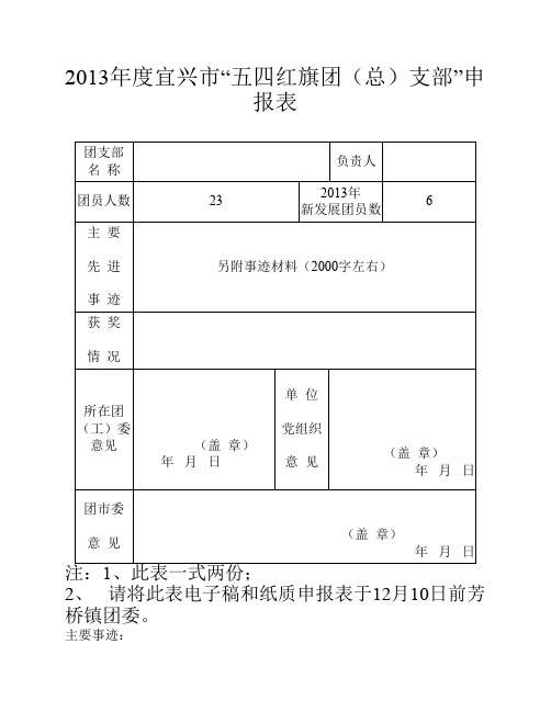 五四红旗团支部申报表