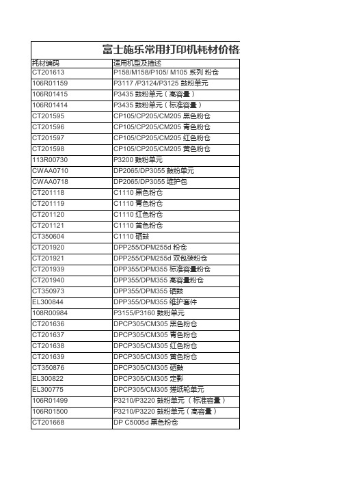 富士施乐对应表