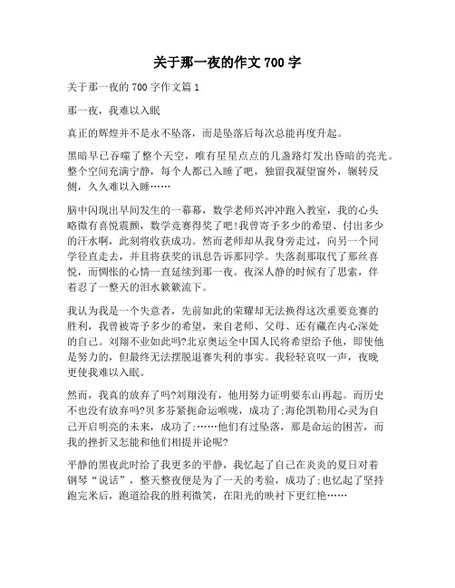 【作文范文】关于那一夜的作文700字