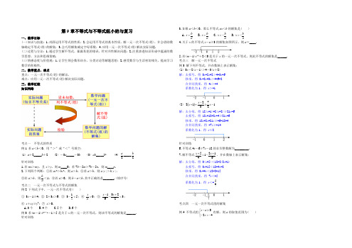 人教版七年级数学下教案42第9章不等式与不等式组小结与复习教案精品教学案教师用含答案学生用导学案