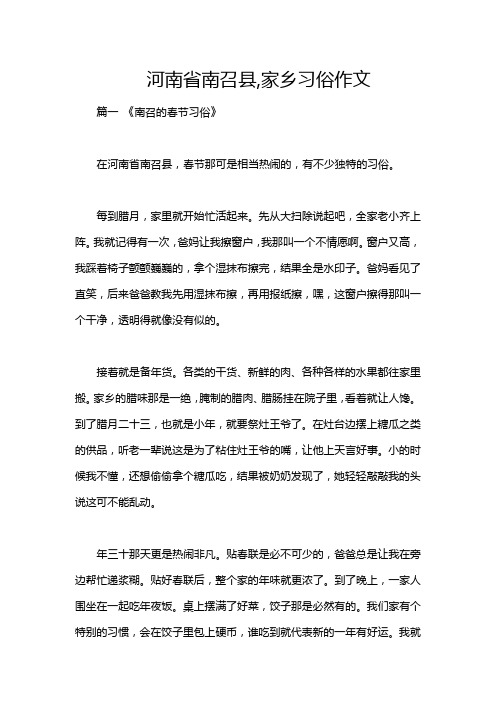 河南省南召县,家乡习俗作文