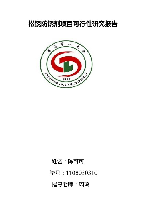 松锈防锈剂项目可行性研究报告
