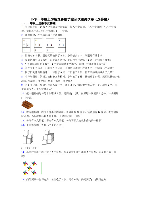 小学一年级上学期竞赛数学综合试题测试卷(及答案)