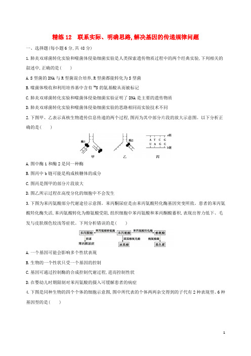 (北京专用)2019版高考生物一轮复习 精练12 联系实际、明确思路解决基因的传递规律问题