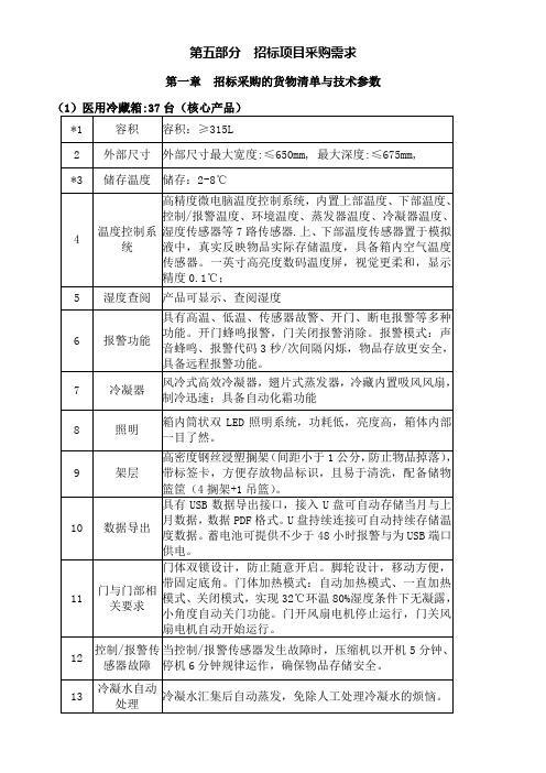 招标项目采购需求