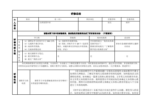 2014山西初中学科及教辅研修总结模版