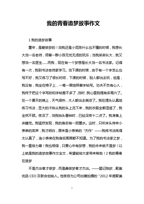 我的青春追梦故事作文