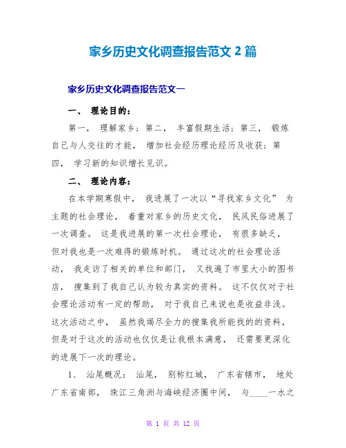 家乡历史文化调查报告范文2篇