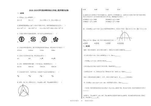 2018-2019学年贵州黔西南九年级上数学期末试卷