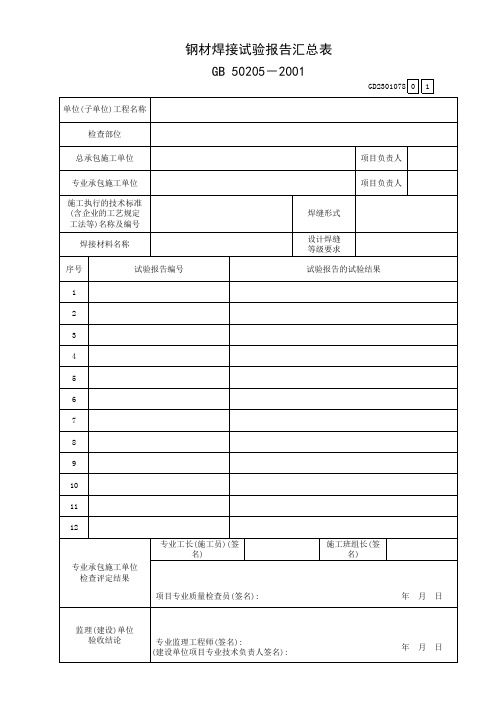 钢材焊接试验报告汇总表GD2301078