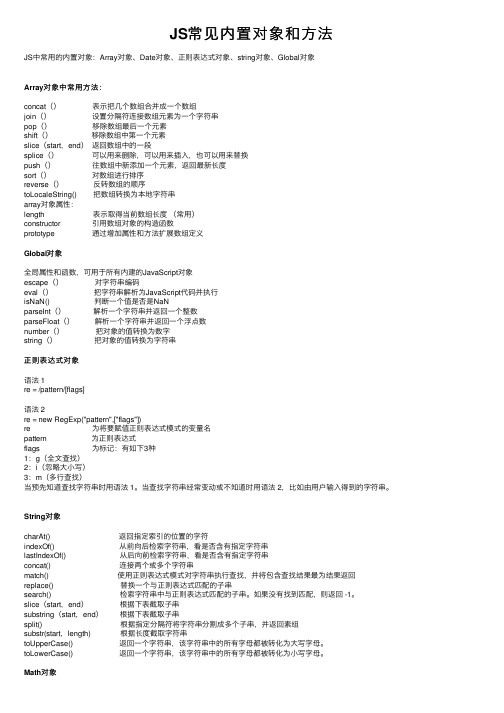 JS常见内置对象和方法