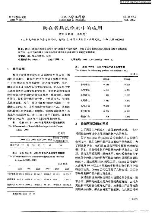 酶在餐具洗涤剂中的应用