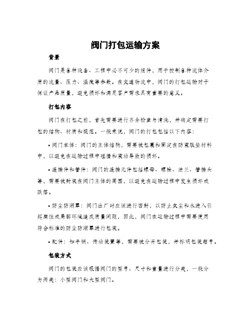 阀门打包运输方案