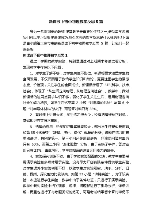 新课改下初中物理教学反思5篇