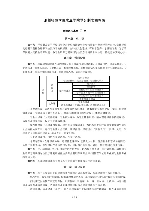 湖州师范学院求真学院学分制实施办法