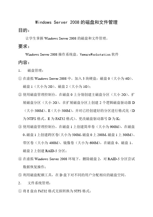 Windows server 2008 的磁盘和文件管理