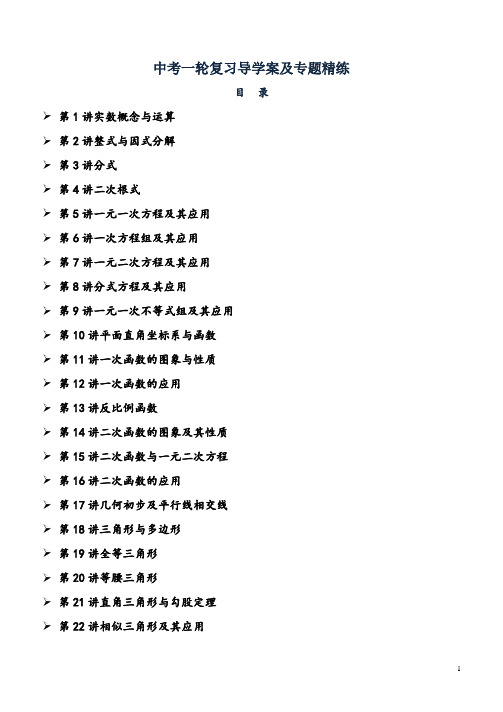 中考初三数学 一轮复习导学案及专题精练 (含答案)