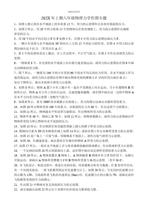 八年级物理力学作图题专题训练(答案)