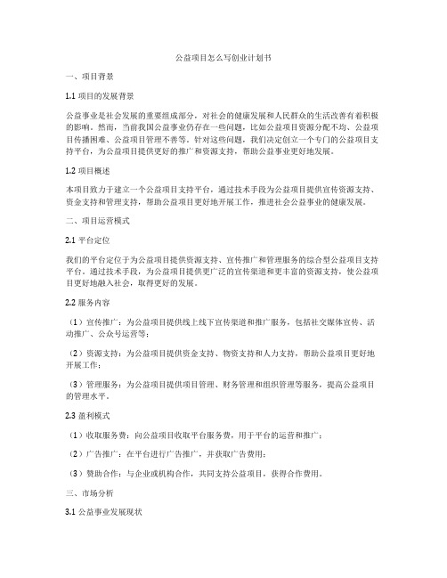 公益项目怎么写创业计划书