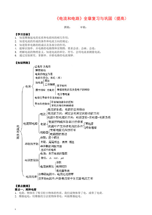 【衡水初中】人教版九年级物理知识导学 《电流和电路》全章复习与巩固(提高) 知识讲解【推荐】.doc