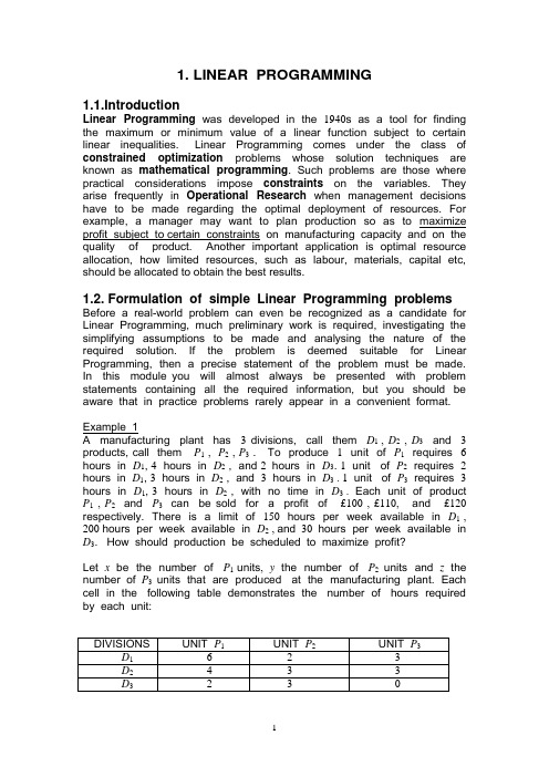 LINEAR PROGRAMMING