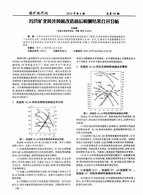 冯营矿北风井风机改造前后检测结果合并分析