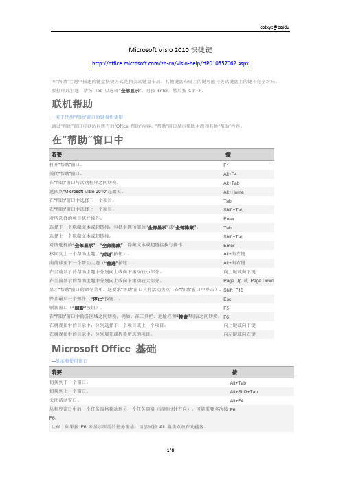 Microsoft Visio 2010快捷键