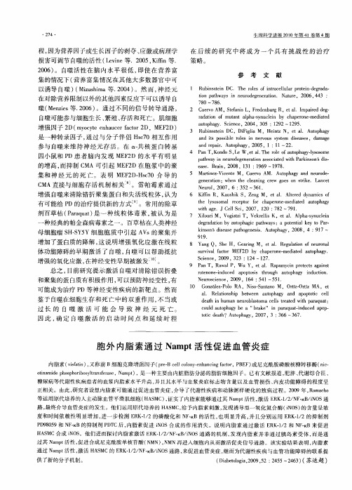 胞外内脂素通过Nampt活性促进血管炎症
