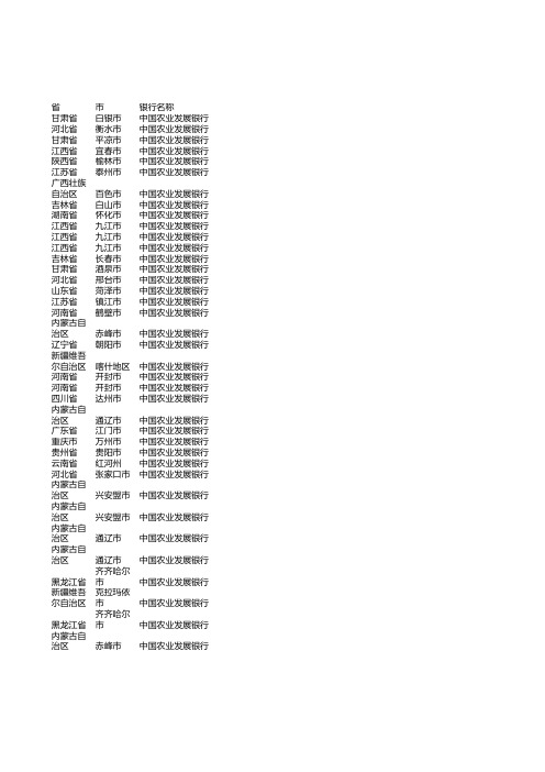 全国各银行支行详细名称信息