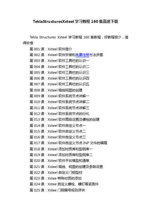 TeklaStructuresXsteel学习教程160集高速下载