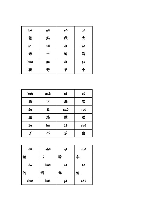 (人教版)小学语文一年级(全册)带拼音生字表(改)