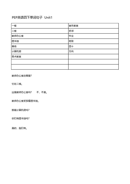 (四下)PEP英语单词句子-默写版