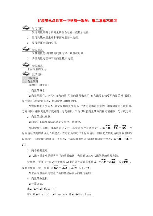 甘肃省永昌县第一中学高一数学 第二章章末练习