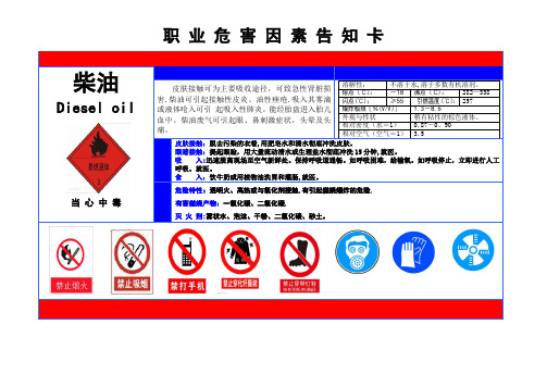 职业危害告知卡--柴油