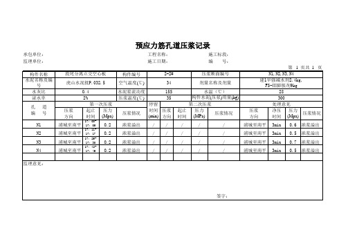 预应力筋孔道压浆记录