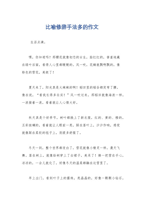 比喻修辞手法多的作文