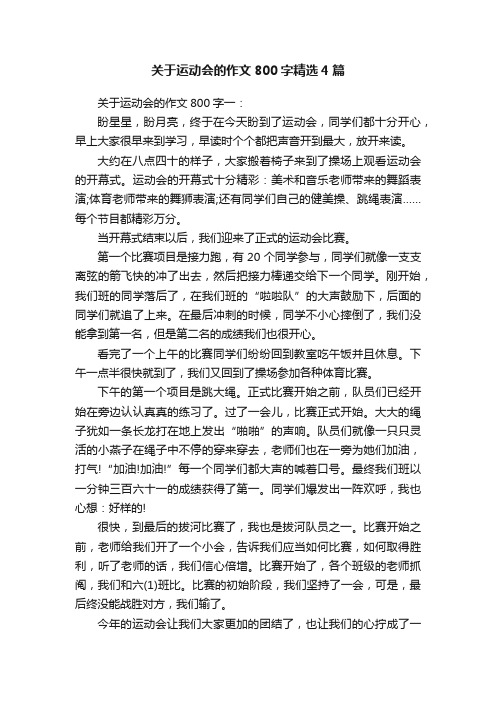 关于运动会的作文800字精选4篇