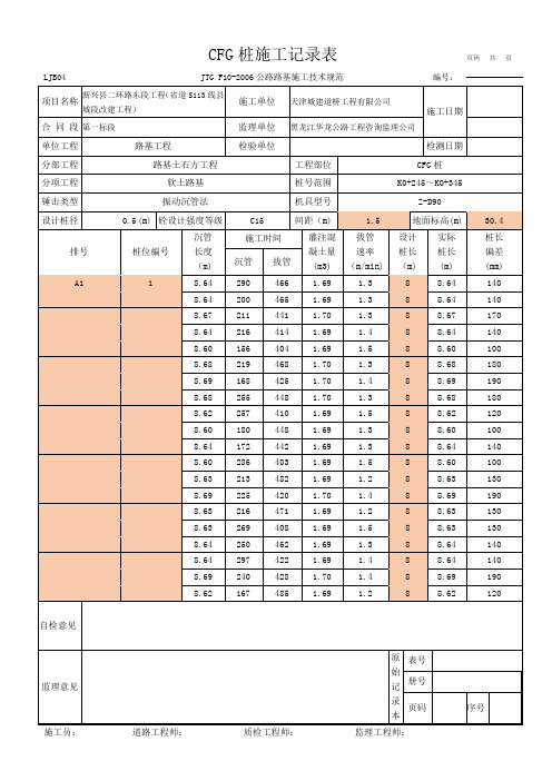 CFG桩施工记录表