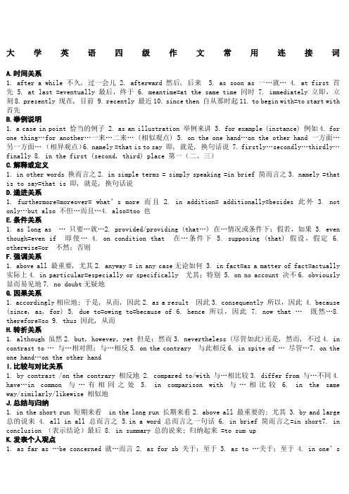 四级作文连接词句高频词